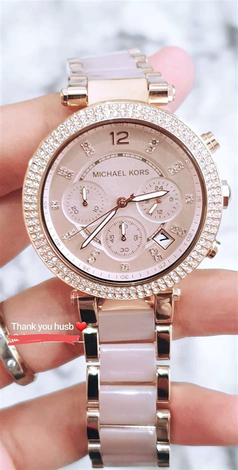 michael kors parker rose gold tone blush watch|parker rose gold tones.